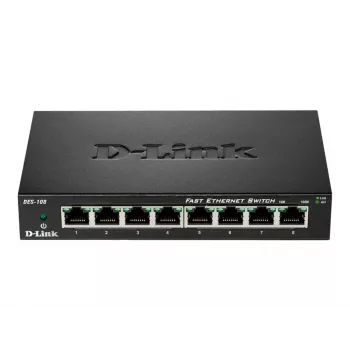 D-Link DES-108 Melns 8 portu Fast Ethernet slēdzis