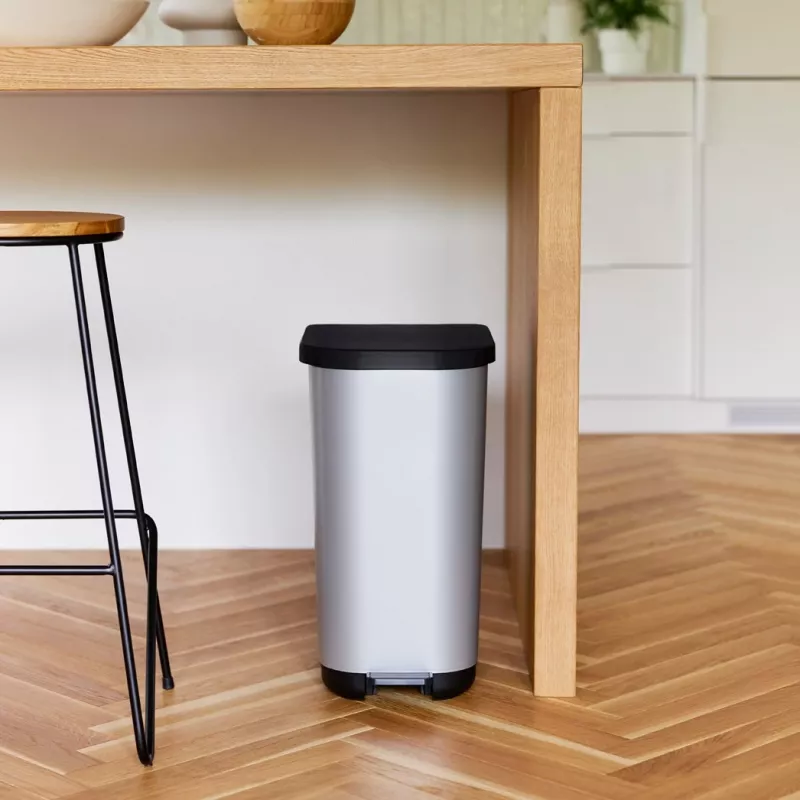 ROTHO Ribo Silver - pedāļu atkritumu spainis – 35l