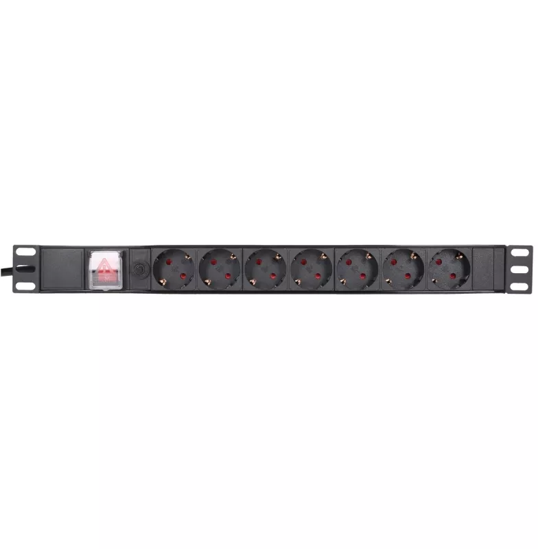 Strāvas sadalītājs Extralink 19 inch 1U 7 kontaktligzdas EU tipa PDU ar slēdzi