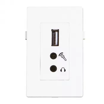 Garbot BN4900-USB A+2XJ modulis USB 2.0 + 2x Mini Jack, balts, 20 cm