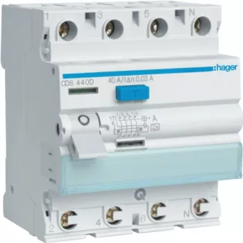Hager CDS440D - 40 A - 230/400 V - Pelēks - Balts - -25 - 40 °C - -55 - 70 °C