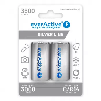Akumulatora baterijas everActive R14/C Ni-MH 3500 mAh gatavas lietošanai