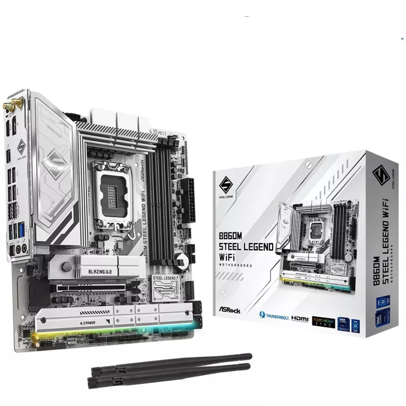 Mātesplate ASRock B860M Steel Legend WiFi — Intel B860, LGA 1851, micro-ATX, DDR5, 4 DIMM, Wi-Fi 6E, 2.5GbE
