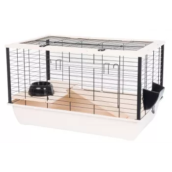 Grauzēju būris INTER ZOO Bunny 80 De Luxe — plastmasa, 78×48×50 cm, bļodiņa komplektā