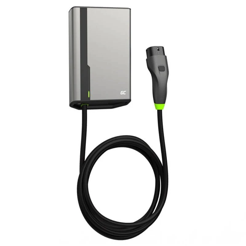 Green Cell HabuDen EVGC021B2250 Wallbox elektroauto uzlādes stacija 22 kW 32A, Type 2, 5 m kabelis, NFC, Bluetooth, Wi-Fi, alumīnijs