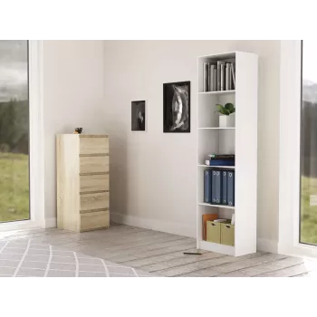 Biroja grāmatplaukts Topeshop R50 BIEL 5 plaukti balts