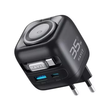Ceļojumu lādētājs GaN Havit UC250 A-EU 20V 1xUSB-C 0.7m melns