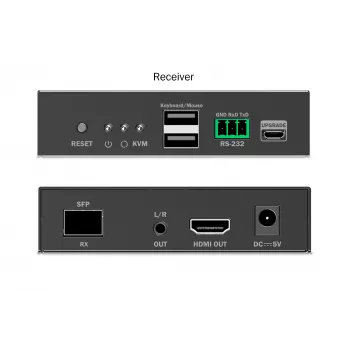 Uztvērējs Digitus HDMI Fiber KVM IP 4K/60Hz Vadu USB
