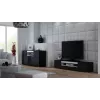 TV statīvs cama meble VIVA 180 — 1800×400×370 mm, melna skaidu plātne, melns rāmis, balti akcenti