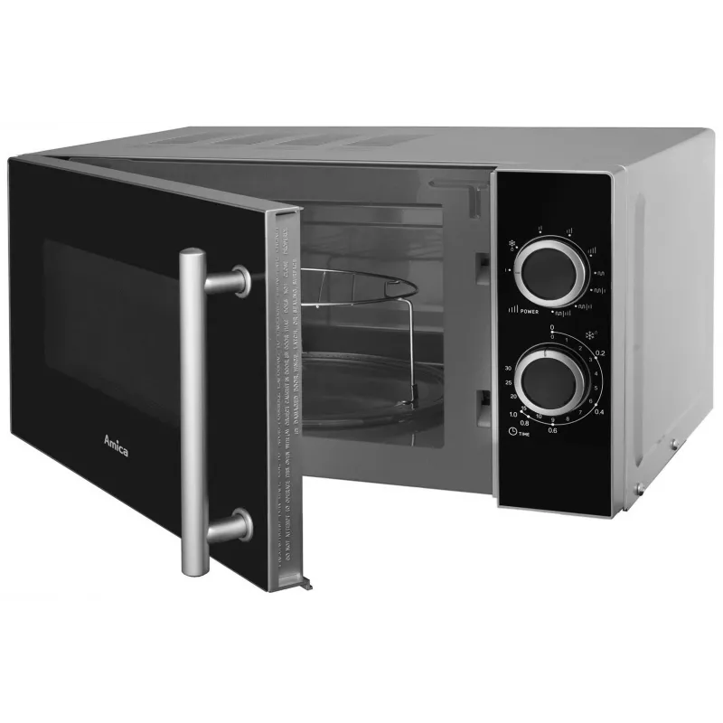 Amica AMGF20M1GS mikroviļņu krāsns ar grilu, 20 L, 700 W, melna/sudraba