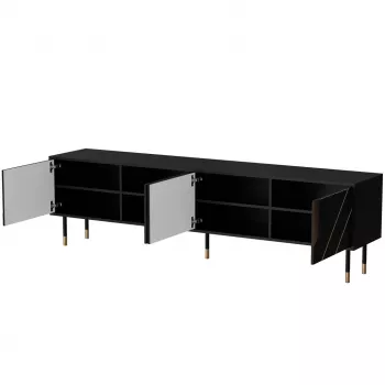 TV skapis Cama Mele 4D MOUNTAIN 2040×400×550 mm melns + zelts skaidu plātnes virsma