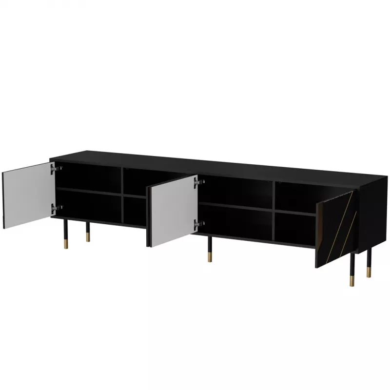 TV skapis Cama Mele 4D MOUNTAIN 2040×400×550 mm melns + zelts skaidu plātnes virsma