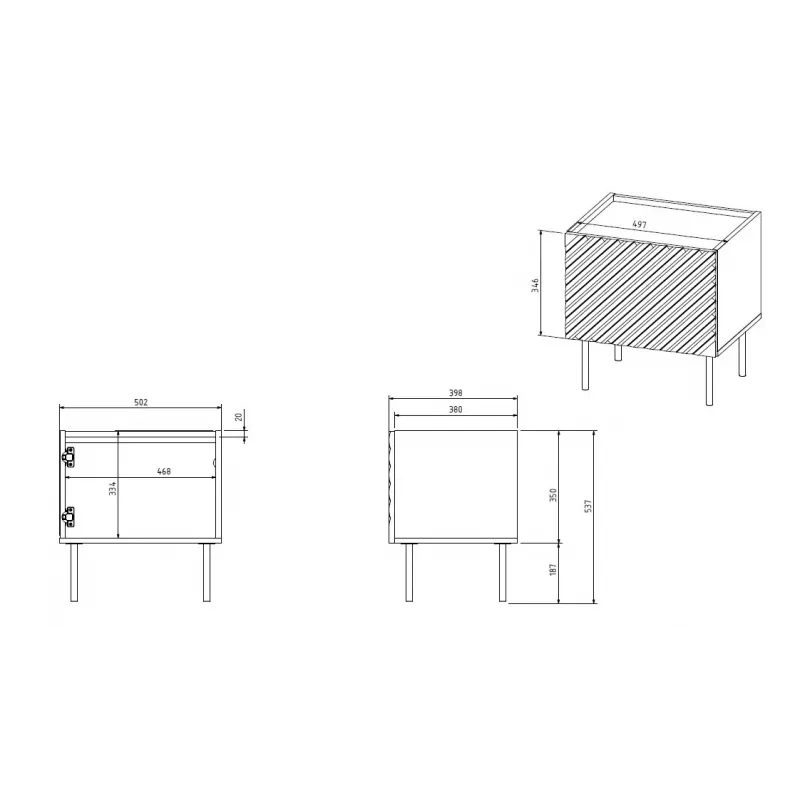 Naktsgaldiņš Cama ONDA 50x40x54 cm melns MDF/skaidu plātne komplektā 2 gab.