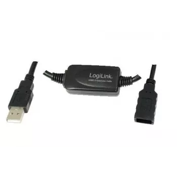 USB pagarinātājkabelis LogiLink 15M USB 2.0 M/F Melns