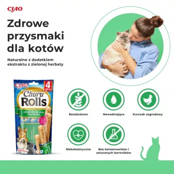 INABA Churu Rolls Chicken recipe wraps Tuna recipe - kaķu gardumi - 4x10 g