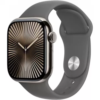 Apple Watch Series 10 GPS + Cellular 42mm dabīgā titāna korpuss ar Stone Grey Sport siksniņu - S/M (MWXD3QF/A)