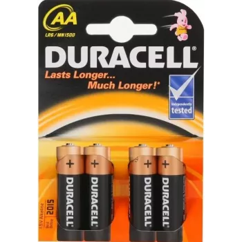 Vienreizējās lietošanas sārma baterija Duracell AA LR6 1,5 V, 4 iepakojumā