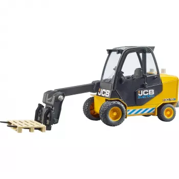 Forklift BRUDER JCB Teletruk rotaļlieta — ABS, ieteicamais vecums 3+, melna un dzeltena