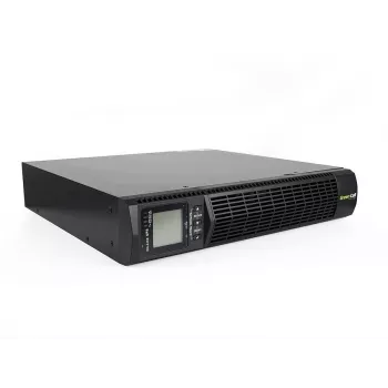 Nepārtrauktās barošanas avots Green Cell UPS13 — Online dubultās pārveidošanas UPS, 1000 VA / 900 W, tīrs sinusoidāls, 6 AC kontaktligzdas, LCD, 2×12V 9Ah baterijas