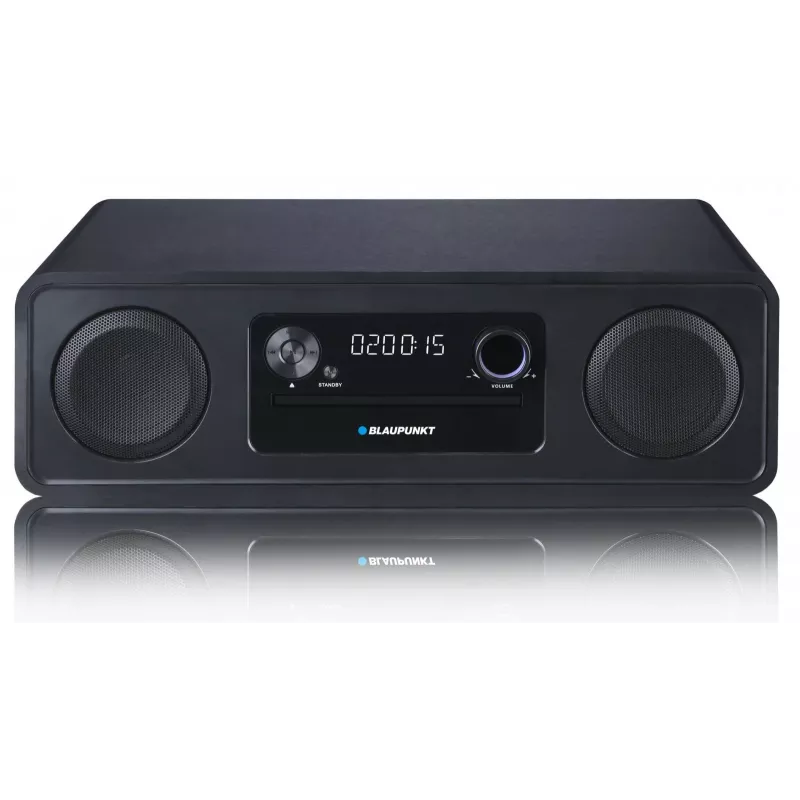 Blaupunkt MS20BK mikro Hi-Fi sistēma, Bluetooth, CD/CD-RW/MP3/WMA, FM radio, USB, AUX, pulkstenis/modinātājs, 120 W, melna