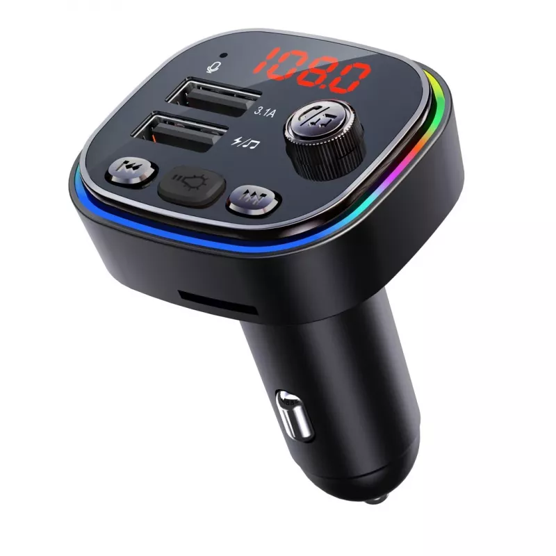 FM raidītājs VAKOSS TC-B439K Bluetooth USB, 87.5–108 MHz, microSD/USB atskaņošana, 5V/3.1A izeja, RGB displejs