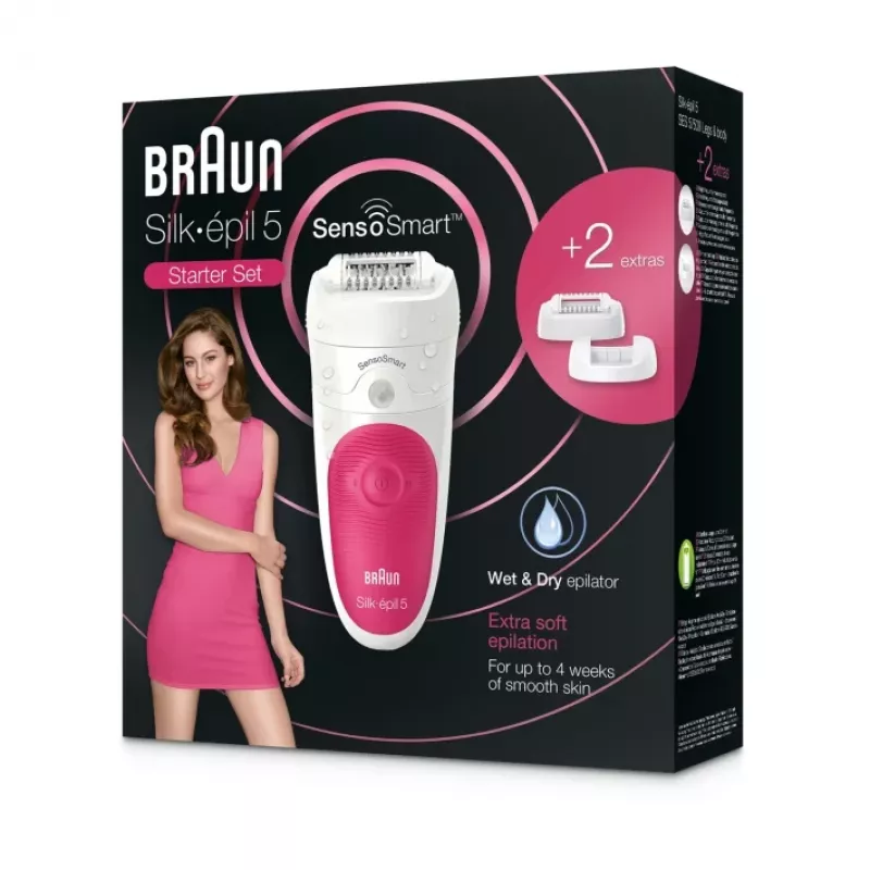 Braun Silk-epil 5 5-500 SensoSmart epilators, rozā/balts