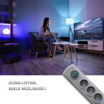 Pārsprieguma aizsargs QOLTEC 50199 — 6 kontaktligzdas, 5 m kabelis