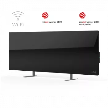 AENO Premium Eco Smart Sildītājs, 700W, Rūdīts stikls, Infrasarkanais+konvekcijas apkures veids, Kontaktdakša: Eiropa (E/F tips), MELNS