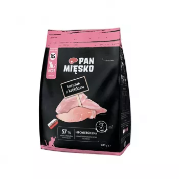 Sausā barība kaķiem Pan Miesko Chicken with Rabbit XS 400 g — Junior, Mazās šķirnes, 39% olbaltumvielas, 16% tauki