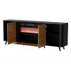 Kumode Cama Meble Volare 200 x 39 x 75 cm, melns/valrieksts, skaidu plate, ar kamīnu
