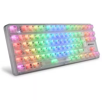Crystal Shark, Gaming tastatūra balta, DE-izvietojums, KTT