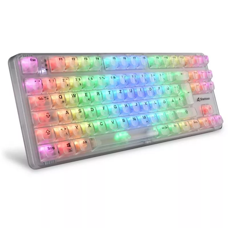 Crystal Shark, Gaming tastatūra balta, DE-izvietojums, KTT