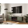 Cama Meble TV skapis ar kamīnu TRESSE 180x40x54,5 cm — matēti zaļa virsma, skaidu plātne