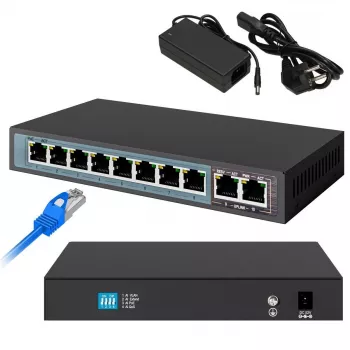 Slēdzis Extralink PERSES 8x Gigabit PoE/PoE+ 2x RJ45 Uplink 96W