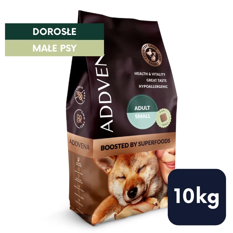 ADDVENA Boosted by superfoods Adult Small Beef - sausā suņu barība - 10kg