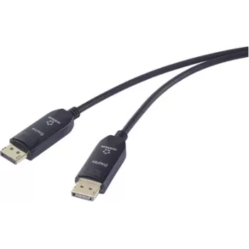 Renkforce Fibre Optic / DisplayPort Savienojuma Kabelis DisplayPort Spraudnis, DisplayPort Spraudnis 10.00 m Melns RF-6117766 8K UHD DisplayPort Kabelis