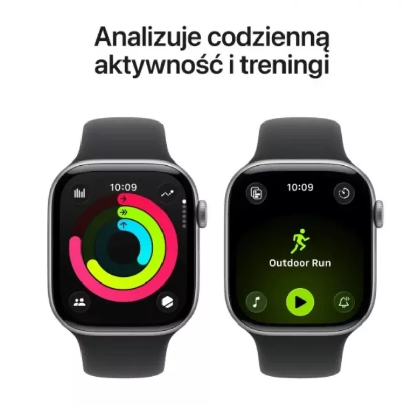 Apple Watch Series 11 GPS 46mm Space Grey Aluminium korpuss ar Melnu Sporta Siksniņu M/L