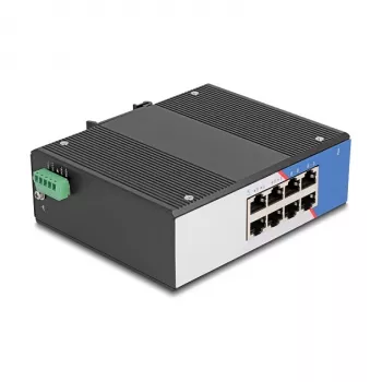 Gigabita Ethernet slēdzis DELOCK 80163, 8 portu RJ45 industriālais slēdzis, nepārvaldāms, metāla korpuss