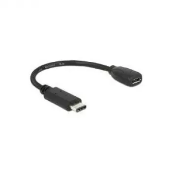 USB pagarinātāja adaptera kabelis DeLOCK 65578 USB 2.0 0.15 m USB-C uz Micro-USB B Melns