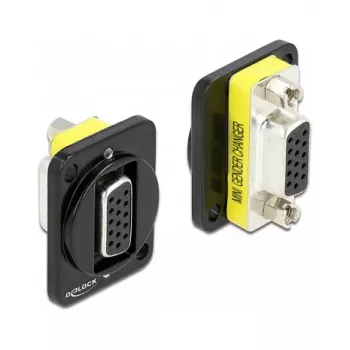VGA dzimuma mainītājs DELOCK 86792 — 15-pin sievišķais uz 15-pin sievišķais, melns