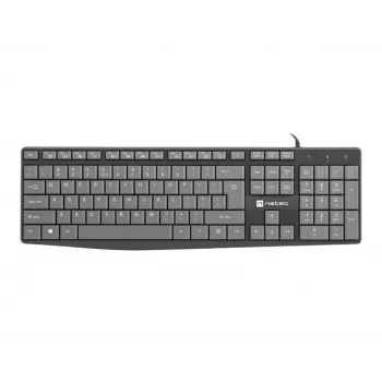 Vadu pilnizmēra tastatūra NATEC NKL-1507 USB QWERTY US International Pelēka/Melna, 105 taustiņi, ciparu bloks
