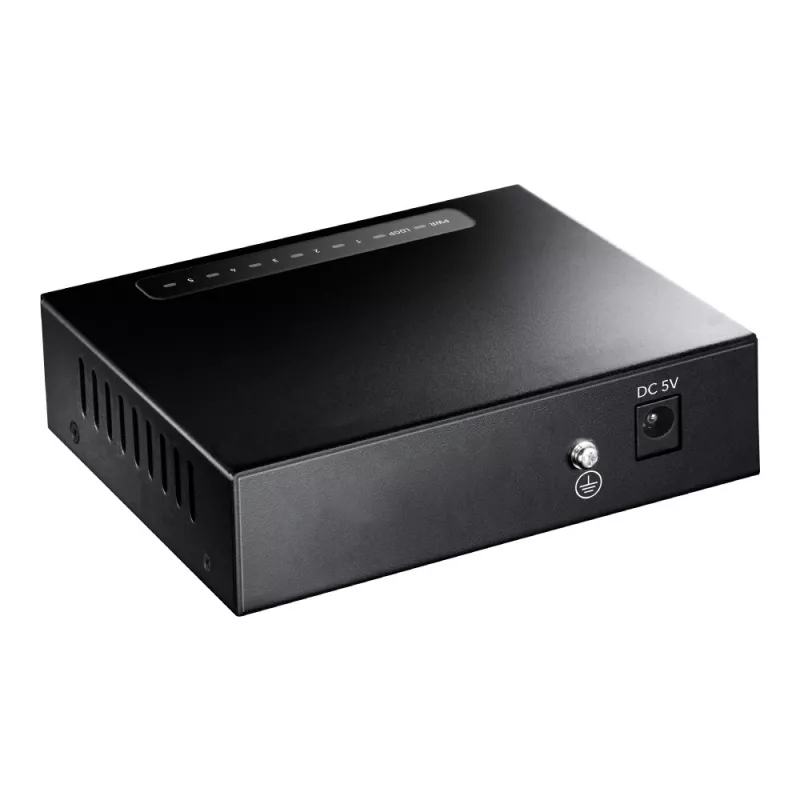 Tīkla slēdzis Cudy GS105 — 5 portu Gigabit Ethernet (10/100/1000), melns, 5 V DC barošanas avots iekļauts