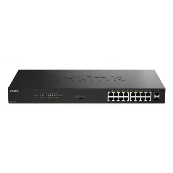D-Link 18-Portu Gigabit Nevaldāms PoE Slēdzis DGS-1018P/E — 16 x Gigabit RJ-45, PoE (IEEE 802.3af/at), 36 Gbit/s pārslēgšanas jauda