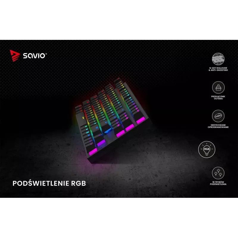 Savio mehāniskā tastatūra RGB Tempest X2 Outemu Brown