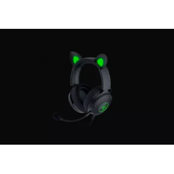 Razer Kraken V2 Pro Kitty Edition, vadu, pāri ausīm, melnas, spēļu austiņas