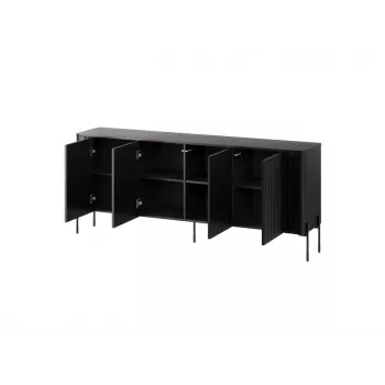 Kumode cama meble VERA 190x40x80 cm, matēti melna, skaidu plātne, 16 mm rāmis