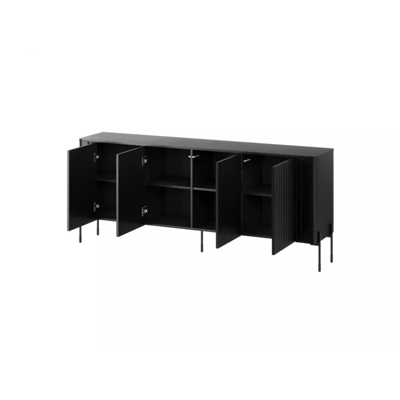 Kumode cama meble VERA 190x40x80 cm, matēti melna, skaidu plātne, 16 mm rāmis