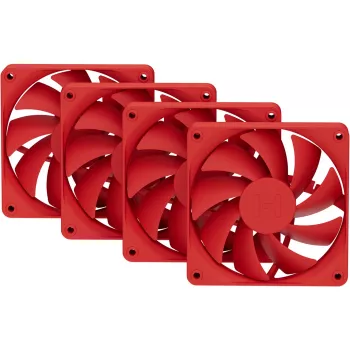 Datora dzesēšanas ventilators HYTE FA12-RR-4 120 mm, 1500 RPM, 72 m³/h, 1.6 mmH2O, Fluid Dynamic Bearing, sarkans, 4 iepakojumā