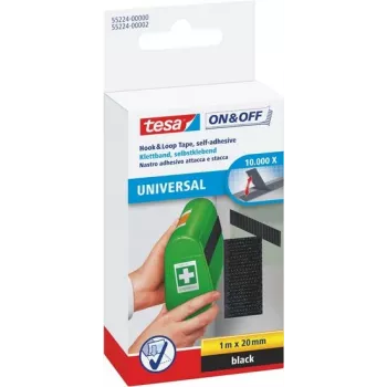 Tesa On & Off 55224-00000-02 līmlente ar atkārtoti lietojamu stiprinājumu, 20 mm x 1 m, melna
