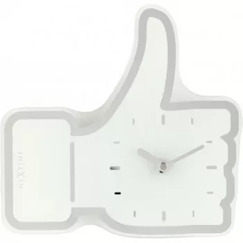 NeXtime klok 5185wi Mini Thumbs Up, 20.5x21 cm, sienas, balts/sudrabs